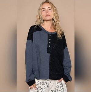 POL Ink & Charcoal Top ~ Oversized ~ S New